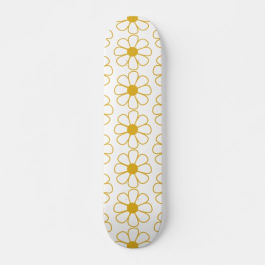 Cute Floral Daisy Pattern Mustard Gold en White Persoonlijk Skateboard (Voorkant)