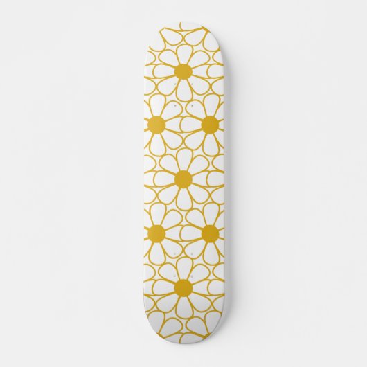 Cute Floral Daisy Pattern Mustard Gold en White Persoonlijk Skateboard (Voorkant)
