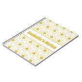 Cute Floral Daisy Pattern Mustard Personalized Notitieboek (Linkerzijde)