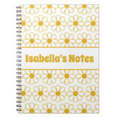 Cute Floral Daisy Pattern Mustard Personalized Notitieboek (Voorkant)