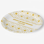 Cute Floral Daisy Pattern Mustard Personalized Pap Papieren Bordje (Gekanteld)