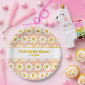 Cute Floral Daisy Pattern Mustard Pink Papieren Bordje (Feest)