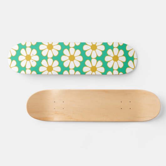 Cute Floral Daisy Pattern Persoonlijk Skateboard (Horizontaal)