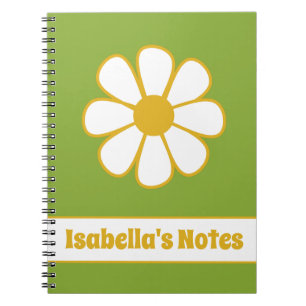 Cute Floral Daisy Single Retro Personalized Notitieboek