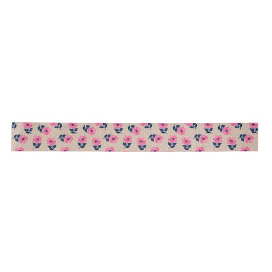 Cute Floral Decorative Pattern Satijnen Lint (Voorkant)
