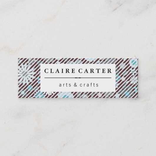 Cute Floral Diagonal Stripes Mini Visitekaartje (Voorkant)