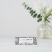Cute Floral Diagonal Stripes Mini Visitekaartje (Staand voorkant)