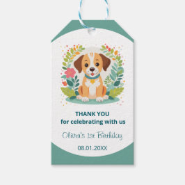  Cute Floral Dog Puppy Kids Birthday Party Cadeaulabel