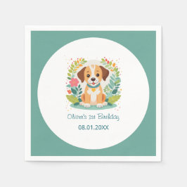  Cute Floral Dog Puppy Kids Birthday Party Servet