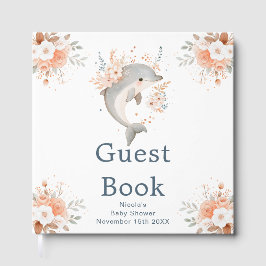 Cute Floral Dolphin Baby Shower Gastenboek