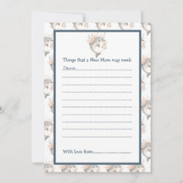 Cute Floral Dolphin Baby Shower Kaart