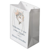 Cute Floral Dolphin Baby Shower Medium Cadeauzakje (Achterkant Gekanteld)