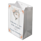 Cute Floral Dolphin Baby Shower Medium Cadeauzakje (Achterkant Gekanteld)