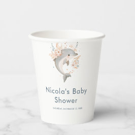 Cute Floral Dolphin Baby Shower Papieren Bekers