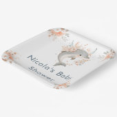 Cute Floral Dolphin  Baby Shower Papieren Bordje (Gebogen)