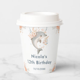 Cute Floral Dolphin Birthday Party Papieren Bekers
