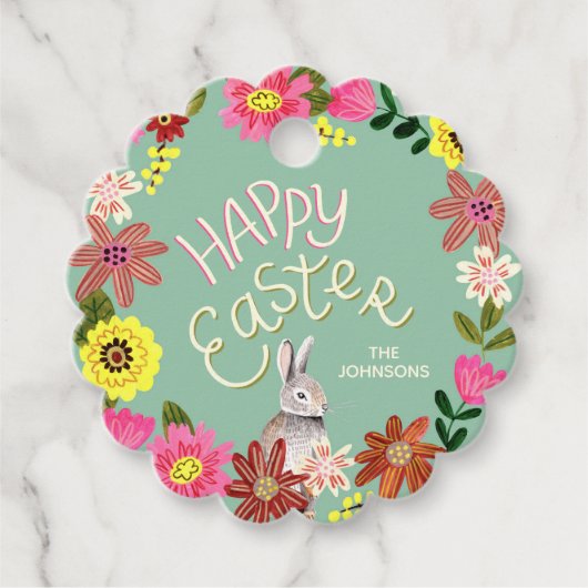 Cute floral Easter Bedankjes Labels (Voorkant)