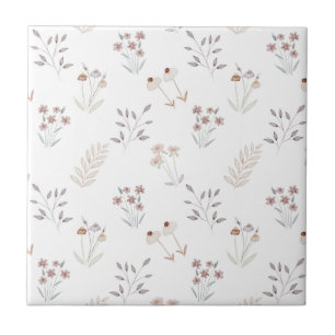 Cute Floral Elegant Wildflowers Ceramic Tile Tegeltje