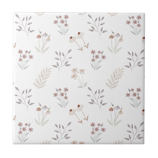 Cute Floral Elegant Wildflowers Ceramic Tile Tegeltje (Voorkant)
