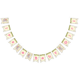 Cute Floral Elephant is een meisje Baby shower Vlaggetjes