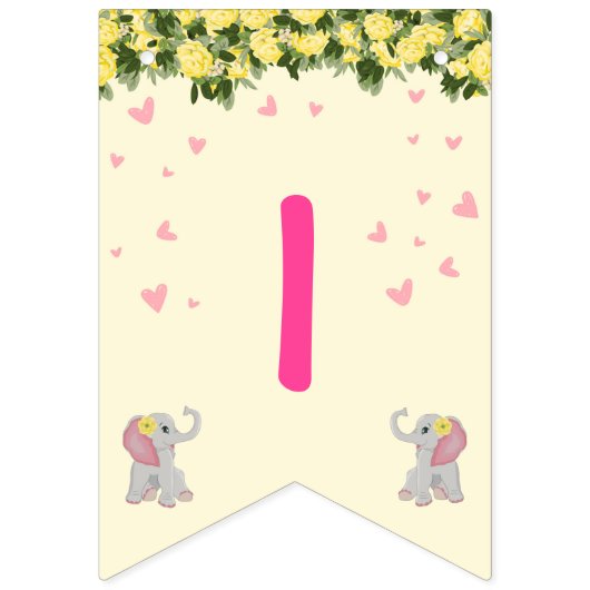 Cute Floral Elephant is een meisje Baby shower Vlaggetjes (Tweede vlag)