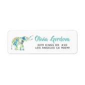 Cute Floral Elephant Moderne Typography Sjabloon Etiket (Voorkant)