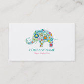 Cute Floral Elephant & White Damasks Visitekaartje (Voorkant)