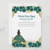 Cute Floral Emerald Green Horse Charra Quinceanera Kaart (Achterkant)