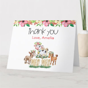 Cute Floral Farm Animals Gefeliciteerd met je kaar Bedankkaart