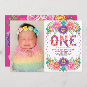 Cute Floral Fiesta Nacho Gemiddelde 1e verjaardag Kaart