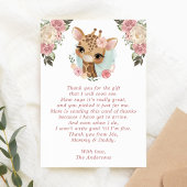 Cute Floral Giraffe Baby shower Bedankkaart