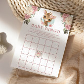 Cute Floral Giraffe Baby shower Bingo Kaart