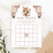 Cute Floral Giraffe Baby shower Bingo Kaart