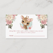 Cute Floral Giraffe Baby shower Diaper Raffle Informatiekaartje (Voorkant)