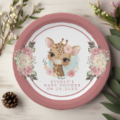 Cute Floral Giraffe Baby shower Papieren Bordje