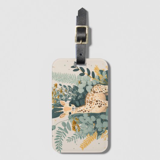 Cute floral giraffe bagagelabel (Voorkant (verticaal))