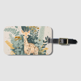 Cute floral giraffe bagagelabel