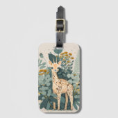 Cute floral giraffe bagagelabel (Voorkant (verticaal))