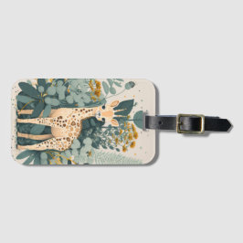 Cute floral giraffe bagagelabel