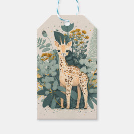 Cute floral giraffe cadeaulabel