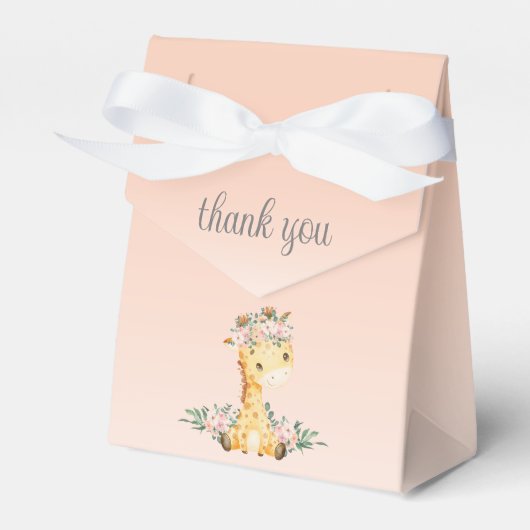 Cute Floral Giraffe Girl Baby shower Hartelijk dan Bedankdoosjes (Voorkant Zijde)