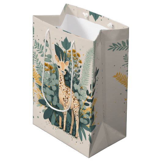 Cute floral giraffe medium cadeauzakje (Voorkant Gekanteld)