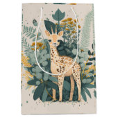 Cute floral giraffe medium cadeauzakje (Voorkant)