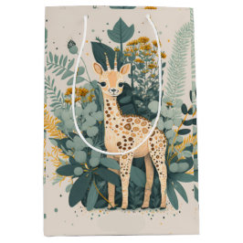 Cute floral giraffe medium cadeauzakje