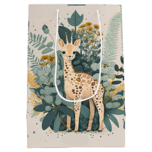 Cute floral giraffe medium cadeauzakje (Achterkant)