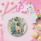 Cute floral giraffe papieren bordje (Feest)