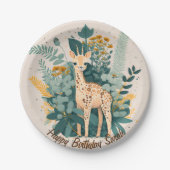 Cute floral giraffe papieren bordje (Voorkant)