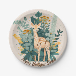 Cute floral giraffe papieren bordje