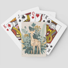 Cute floral giraffe pokerkaarten