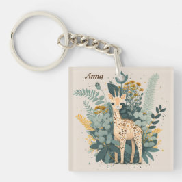 Cute floral giraffe sleutelhanger
